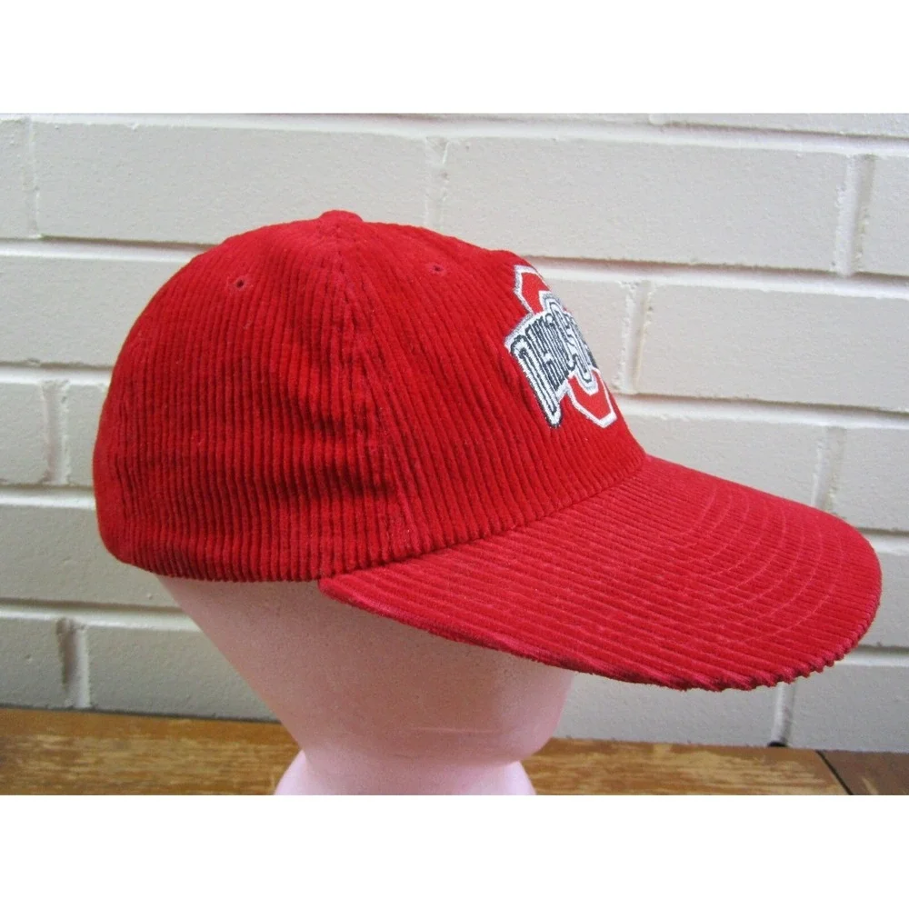 VTG Ohio State Buckeyes Red Corduroy‎ Snap Back Hat ANNCO OSU Block O NCAA 1990s
